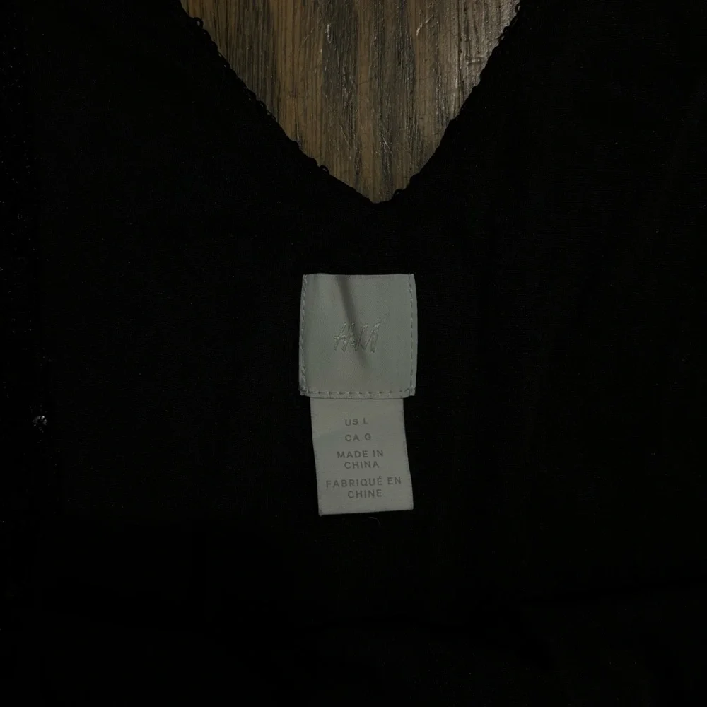 Black Sequin Size L H&M Mini Dress - Picture 3 of 9